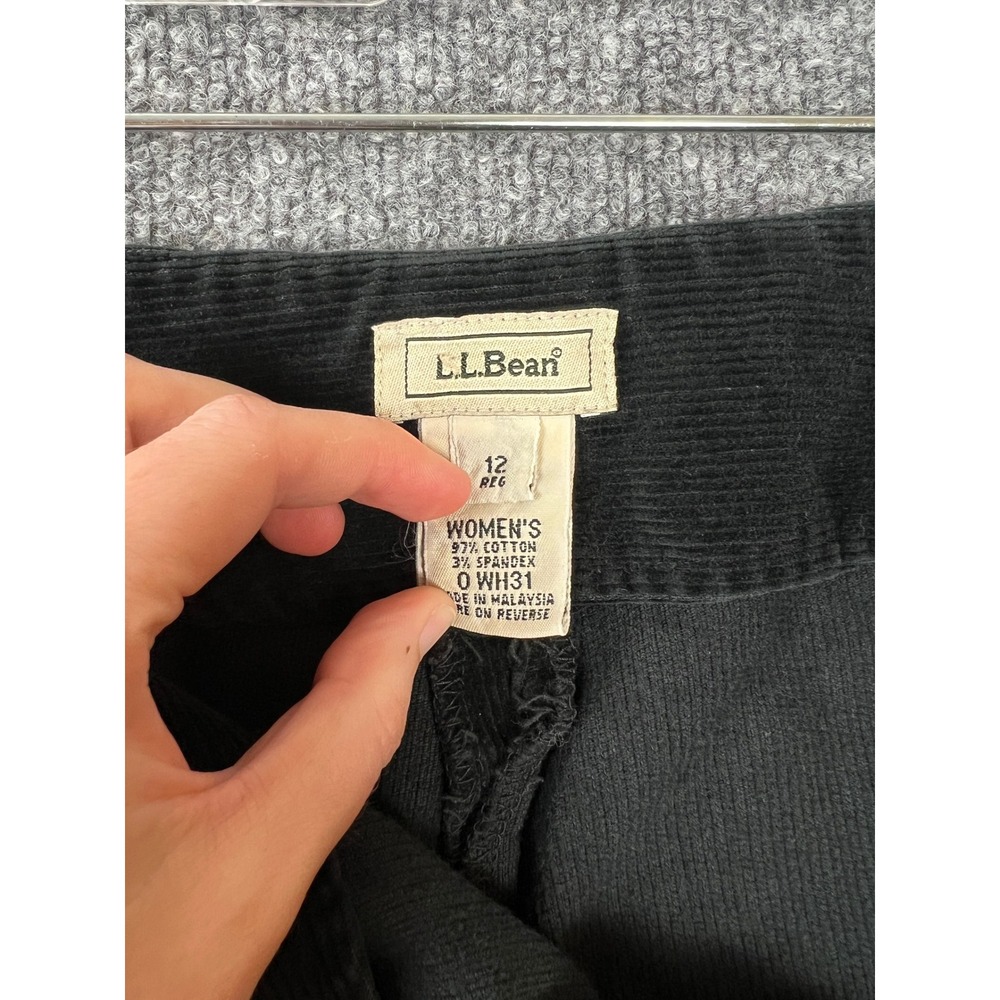 LL Bean Corduroy Pants Black Vintage Side Zip Straight Leg Pants Womens 12 Reg - Picture 2 of 6